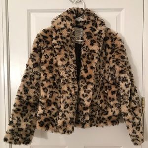 Leopard faux fur jacket